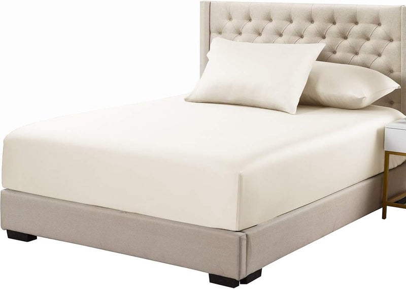 Royal Tradition Viscose from Bamboo Bed Sheets, Top Split King, Solid Ivory, Super Soft and Cool 4PC Sheet Set - Image 3